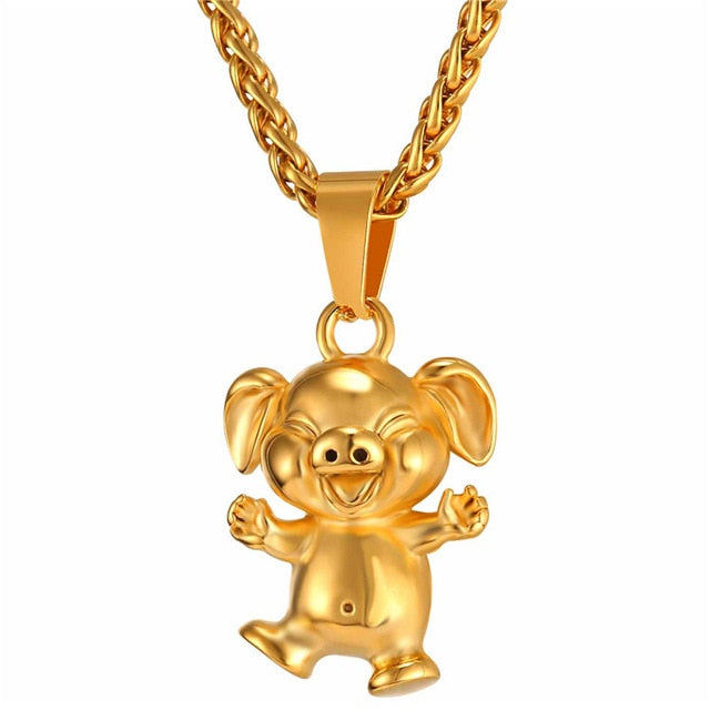 Cute Little Pig old Animal Pendant Necklace Gift