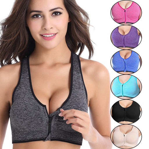 Women Zipper Push Up Sports Bras, Padded, Wirefree, Shockproof, Breathable, Gym Fitness Athletic Running Yoga, Vest Sports Tops 7 Colors