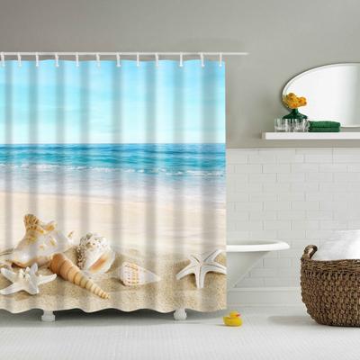 Beach Conch Starfish Shell Polyester Shower Curtains