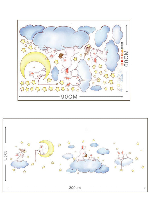 Cartoon White Clouds Rabbit Wall Stickers For Baby/Kid Bedrooms