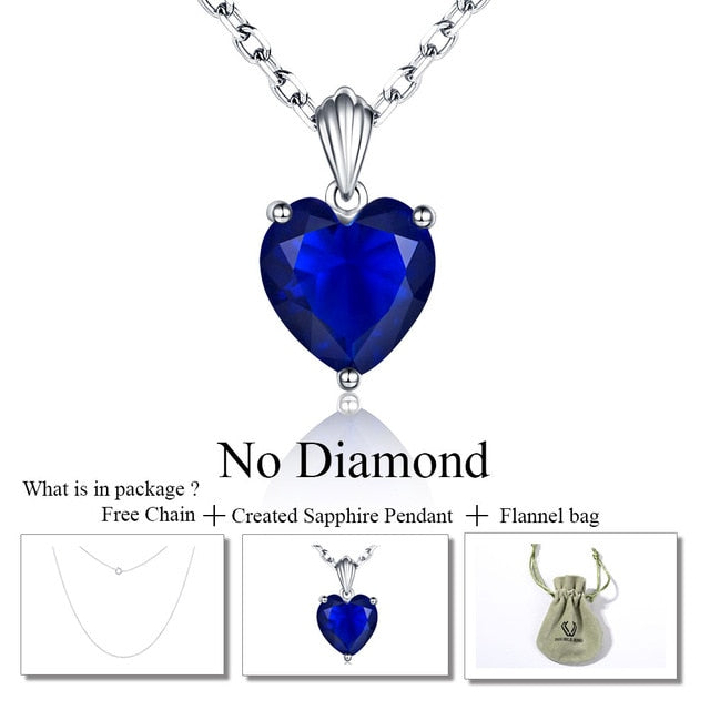 Sterling Silver 925 Emerald Necklace & Sapphire heart Pendant Ruby jewelry for women