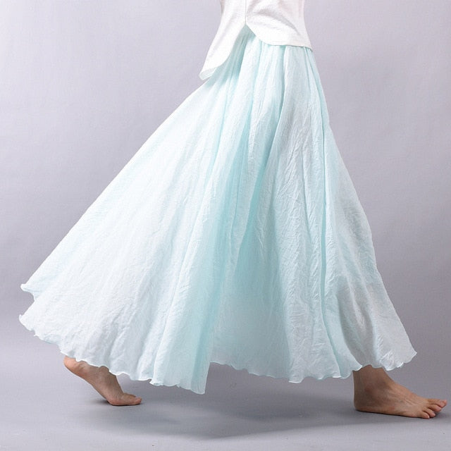 Linen Cotton Long Skirts Maxi Skirts Beach Boho Vintage Summer Skirts