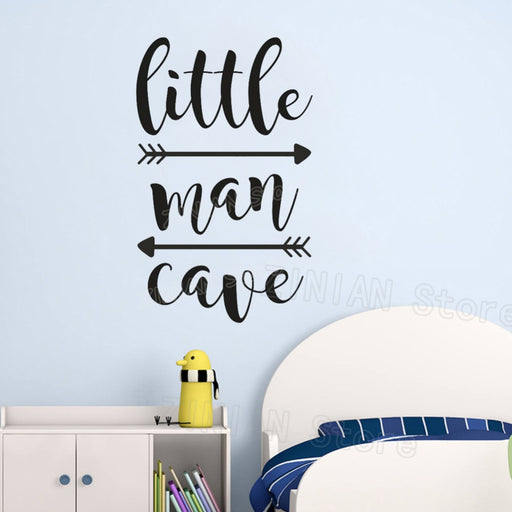 Little Man Cave Wall Decals Kids Wall Quote Words Baby Boy Room Decor Wall Sticker