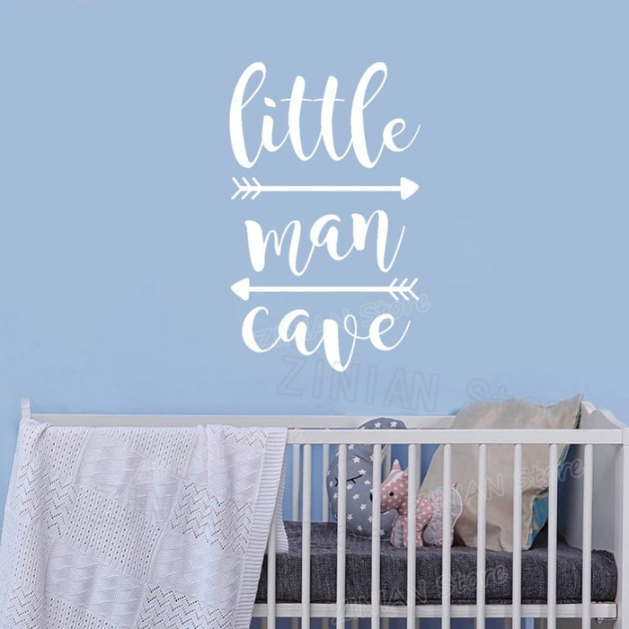 Little Man Cave Wall Decals Kids Wall Quote Words Baby Boy Room Decor Wall Sticker