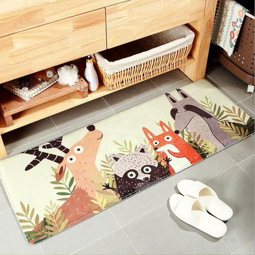 Floor Mat Rug Japanese Fox Palm Civet Deer Animal Design Comfortable