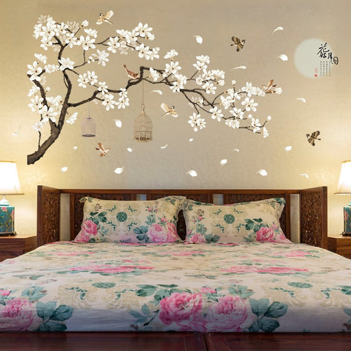 Big Size Tree Wall Stickers Birds Flower Home Decor Wallpapers for Living Room Bedroom  DIY Vinyl Rooms Decoration (187*128cm )