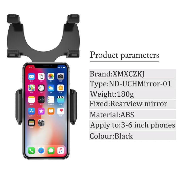 Car Phone Holder mounts on Car Rearview Mirror 360 Degrees For iPhone Samsung GPS Smartphone Stand Universal