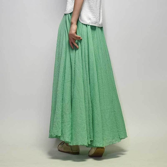Linen Cotton Long Skirts Maxi Skirts Beach Boho Vintage Summer Skirts