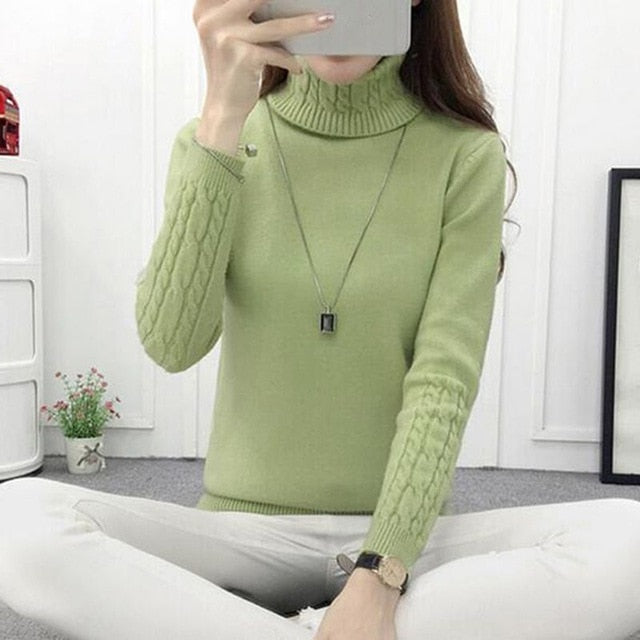 Thick Warm Women Turtleneck Sweaters Long Sleeve Cashmere Sweater