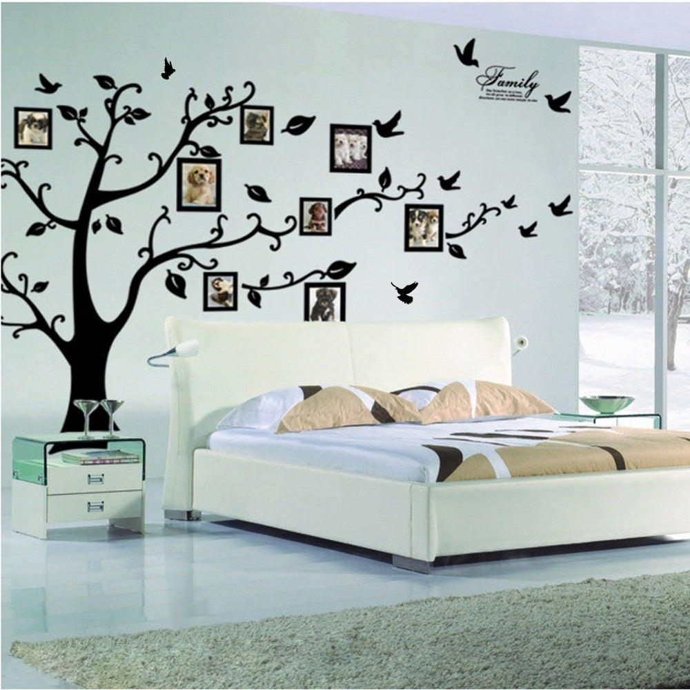 Black 3D DIY Photo Tree PVC Wall Decals/Adhesive Family Wall Stickers Mural Art Home Decor 200*250Cm/79*99in