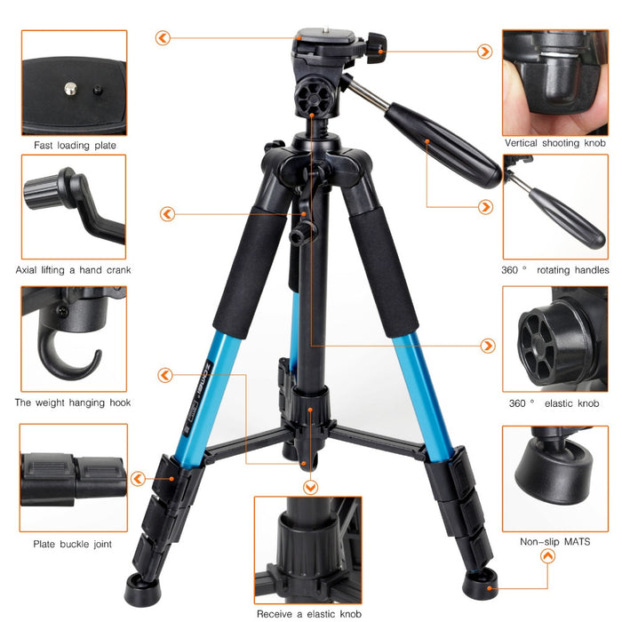 Professional Portable Travel Aluminum Camera Tripod&Pan Head for SLR DSLR Digital Camera Three color ZOMEI Q111