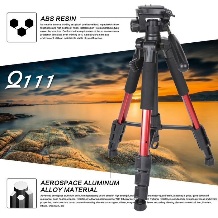 Professional Portable Travel Aluminum Camera Tripod&Pan Head for SLR DSLR Digital Camera Three color ZOMEI Q111