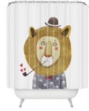 Animal Shower Curtain Polyester Fabric Cartoon Animals Waterproof 72"L