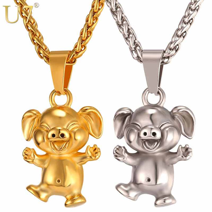 Cute Little Pig old Animal Pendant Necklace Gift