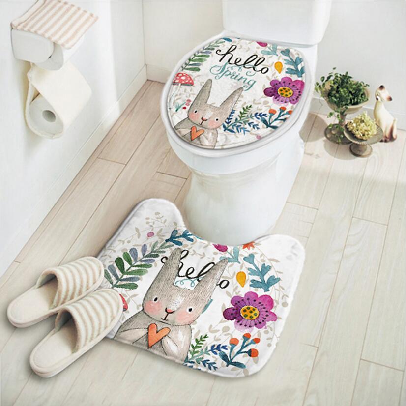 Bathroom Carpet Set 2 pcs/set Cartoon Rabbit