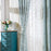 Cotton Embroidered Light Blue Curtains with White Leaves
