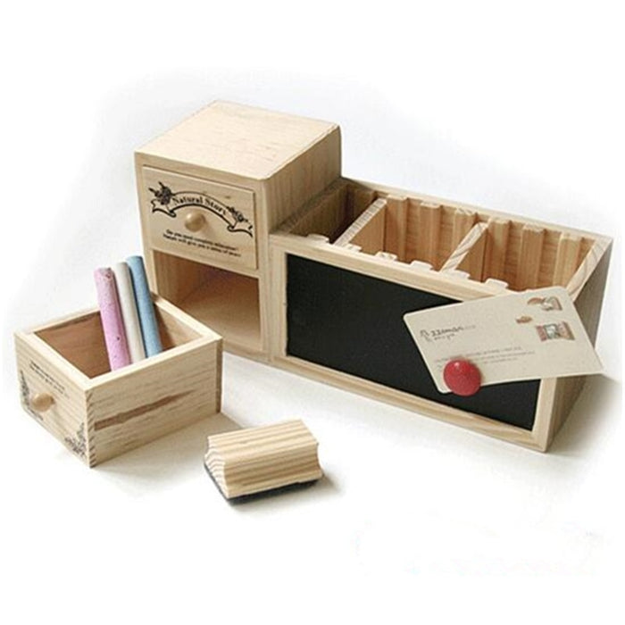 Wooden Pen Holder with Blackboard Tidy Desk Organizer. Best Office Accessories