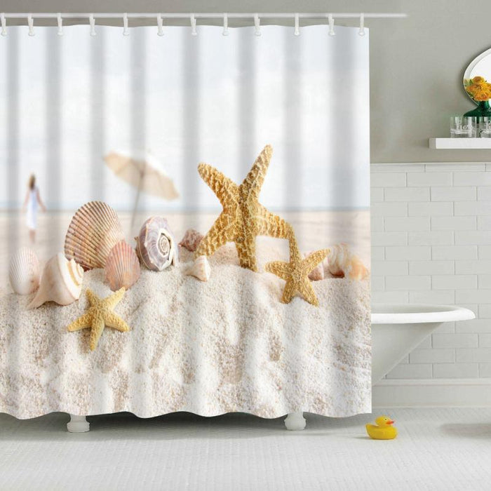 Beach Conch Starfish Shell Polyester Shower Curtains