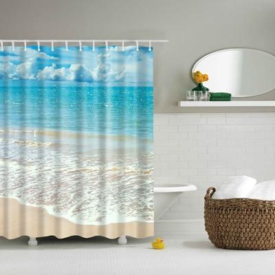 Beach Conch Starfish Shell Polyester Shower Curtains