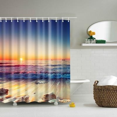 Beach Conch Starfish Shell Polyester Shower Curtains