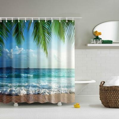 Beach Conch Starfish Shell Polyester Shower Curtains