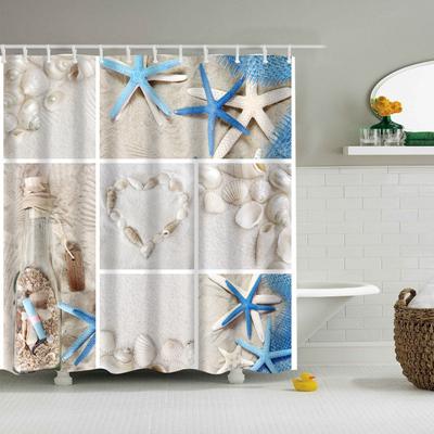 Beach Conch Starfish Shell Polyester Shower Curtains