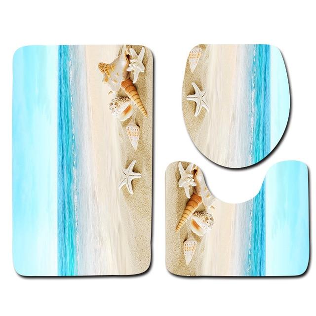 Bathroom Rugs Beach Pattern Anti Slip Soft Foam