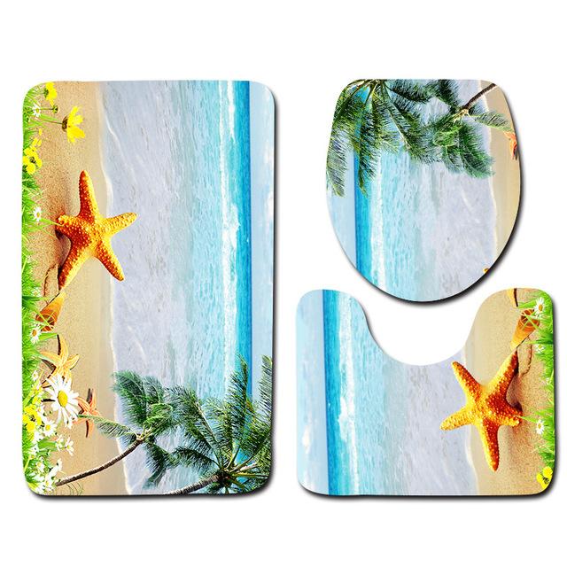 Bathroom Rugs Beach Pattern Anti Slip Soft Foam