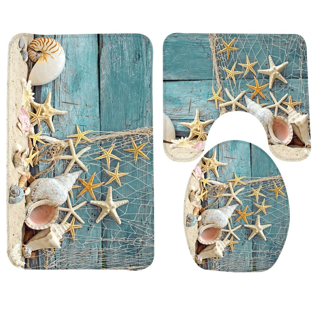 Bathroom Anti Slip Bath Mat Set 3pcs Bathroom Mat for Home Bathroom Decor (Pedestal Rug + Lid Toilet Cover + Bath Mat)