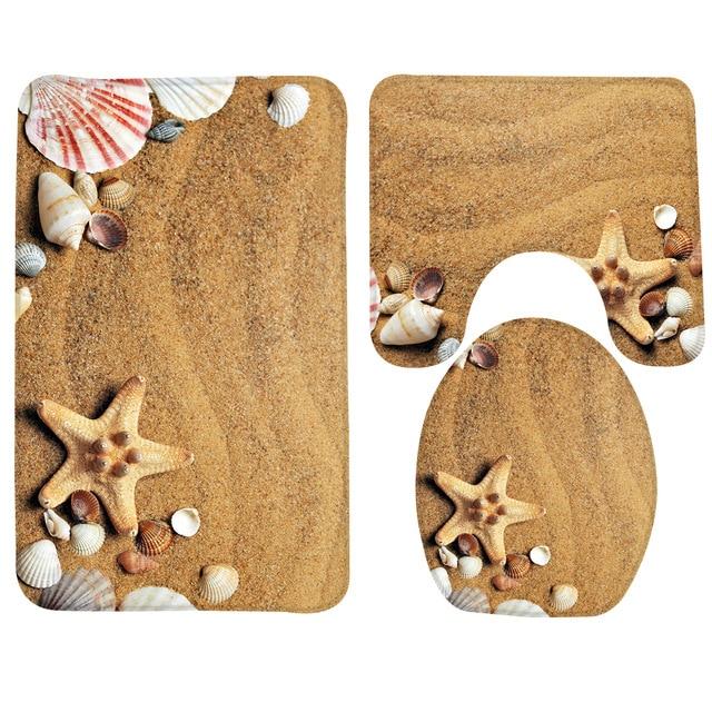 Bathroom Anti Slip Bath Mat Set 3pcs Bathroom Mat for Home Bathroom Decor (Pedestal Rug + Lid Toilet Cover + Bath Mat)