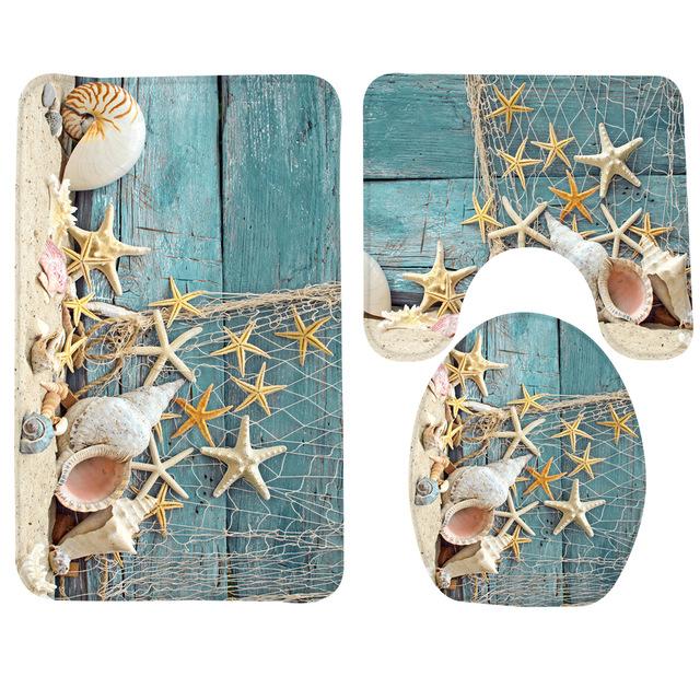 Bathroom Anti Slip Bath Mat Set 3pcs Bathroom Mat for Home Bathroom Decor (Pedestal Rug + Lid Toilet Cover + Bath Mat)