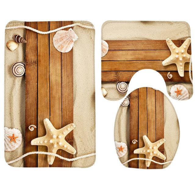 Bathroom Anti Slip Bath Mat Set 3pcs Bathroom Mat for Home Bathroom Decor (Pedestal Rug + Lid Toilet Cover + Bath Mat)