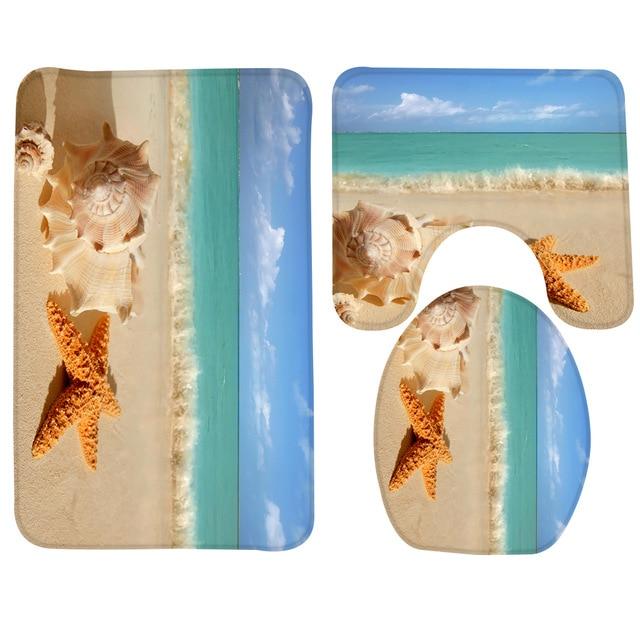 Bathroom Anti Slip Bath Mat Set 3pcs Bathroom Mat for Home Bathroom Decor (Pedestal Rug + Lid Toilet Cover + Bath Mat)