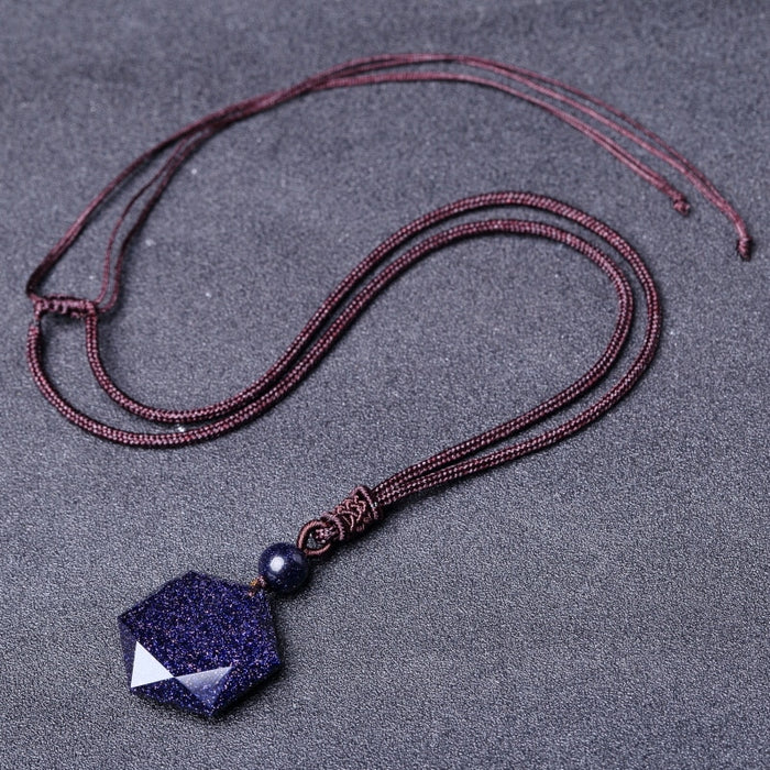 Black Six Awn Star Pendant Necklace Obsidian Jade Star Jewelry