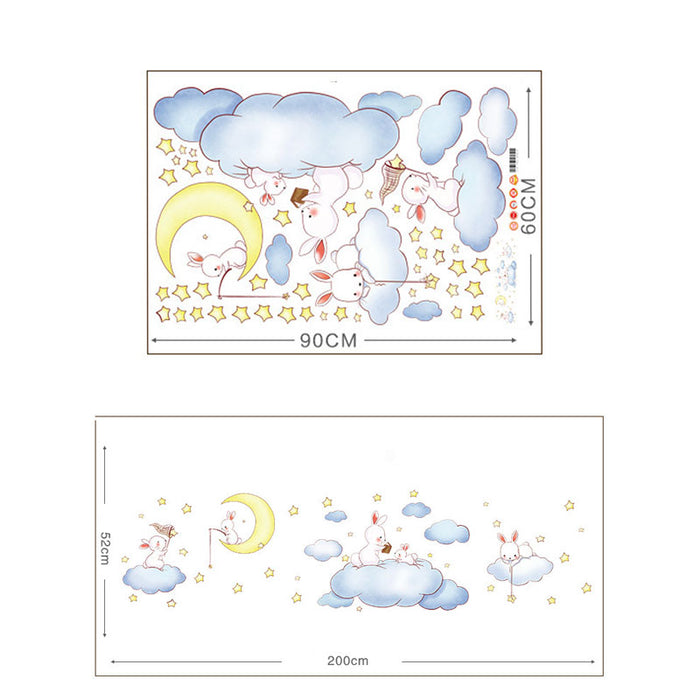 Cartoon White Clouds Rabbit Wall Stickers For Baby/Kid Bedrooms