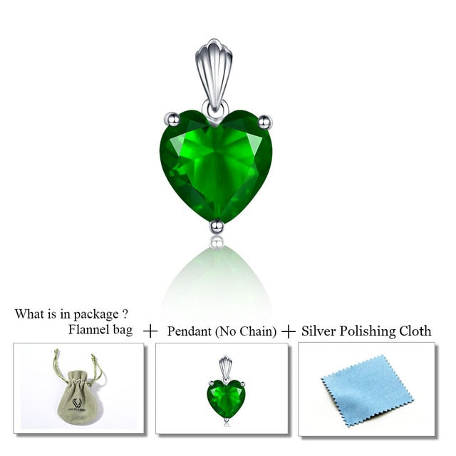 Sterling Silver 925 Emerald Necklace & Sapphire heart Pendant Ruby jewelry for women