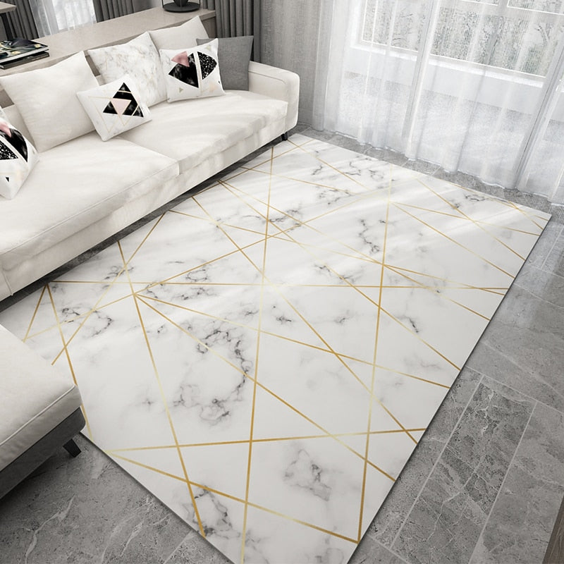Nordic Style Geometric Marble Pattern Carpet Living Room Rug Sofa Coffee Table Mat Bedroom Yoga Pad Rectangular