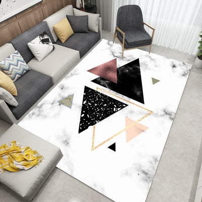 Nordic Style Geometric Marble Pattern Carpet Living Room Rug Sofa Coffee Table Mat Bedroom Yoga Pad Rectangular