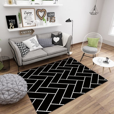Nordic Style Geometric Marble Pattern Carpet Living Room Rug Sofa Coffee Table Mat Bedroom Yoga Pad Rectangular
