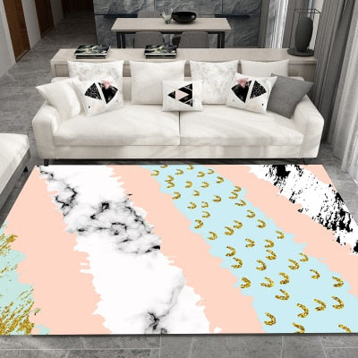 Nordic Style Geometric Marble Pattern Carpet Living Room Rug Sofa Coffee Table Mat Bedroom Yoga Pad Rectangular