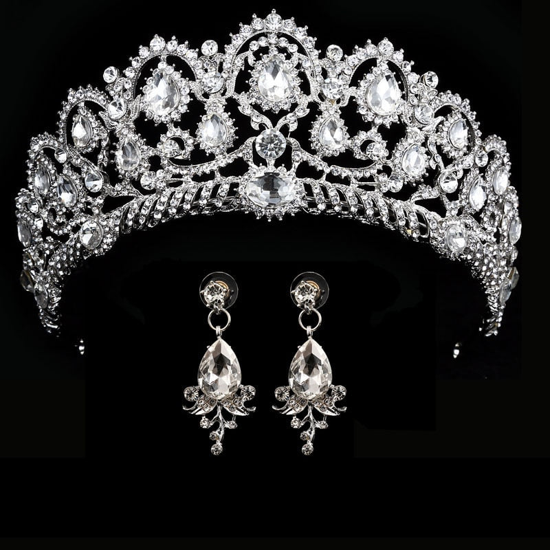Bridal Wedding Jewelry Set Tiaras Crown with Earrings Headband Wedding Accessories