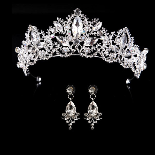 Bridal Wedding Jewelry Set Tiaras Crown with Earrings Headband Wedding Accessories