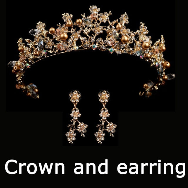Bridal Wedding Jewelry Set Tiaras Crown with Earrings Headband Wedding Accessories