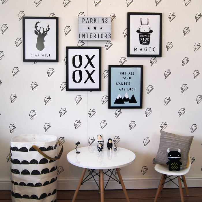 DIY Art Sticker Wallpaper Lightning Bolt Wall Stickers Home Decorate Bedroom Monochrome Vinyl Wall Decal 48 PCS Per Set