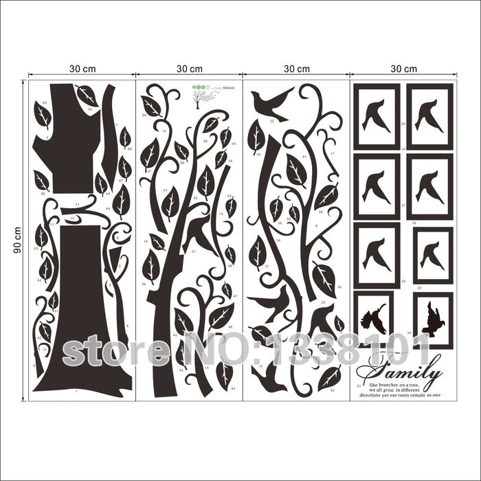 Black 3D DIY Photo Tree PVC Wall Decals/Adhesive Family Wall Stickers Mural Art Home Decor 200*250Cm/79*99in