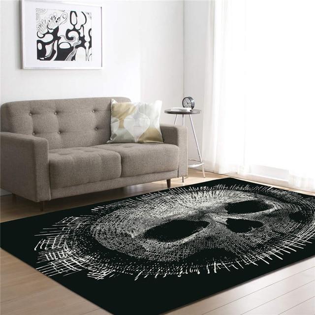 Sugar Skull Printed Black Area Mats Rectangle 3D