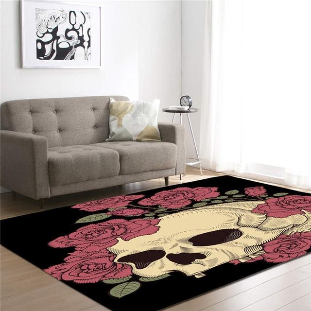 Sugar Skull Printed Black Area Mats Rectangle 3D