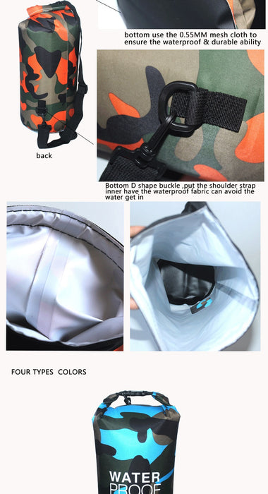 Outdoor Camouflage Portable Rafting Diving Dry Bag Sack PVC Waterproof Folding Swimming Storage Bag for River Trekking 2/5/10L