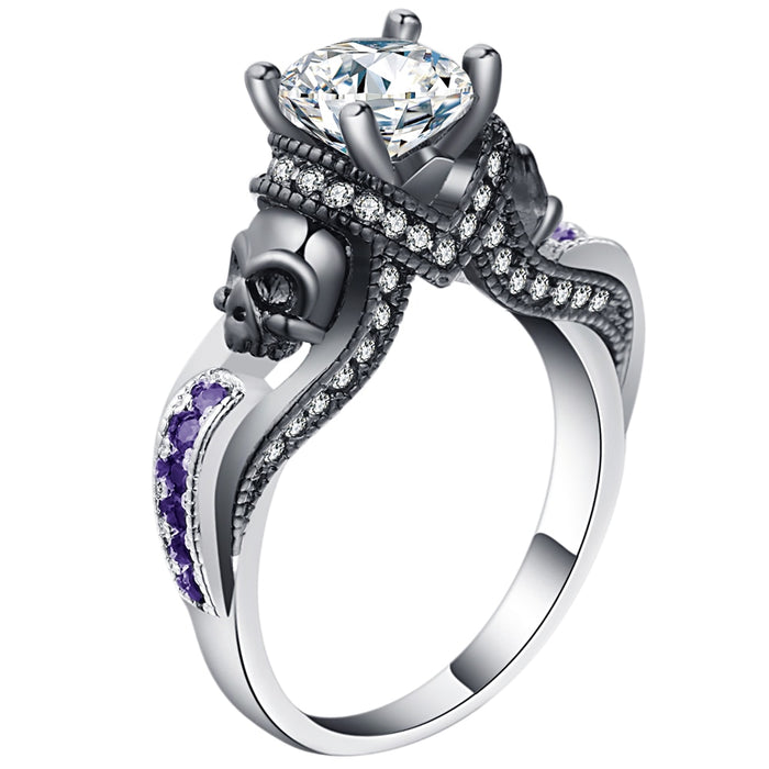 Women's Skull Ring Birthstone Punk style