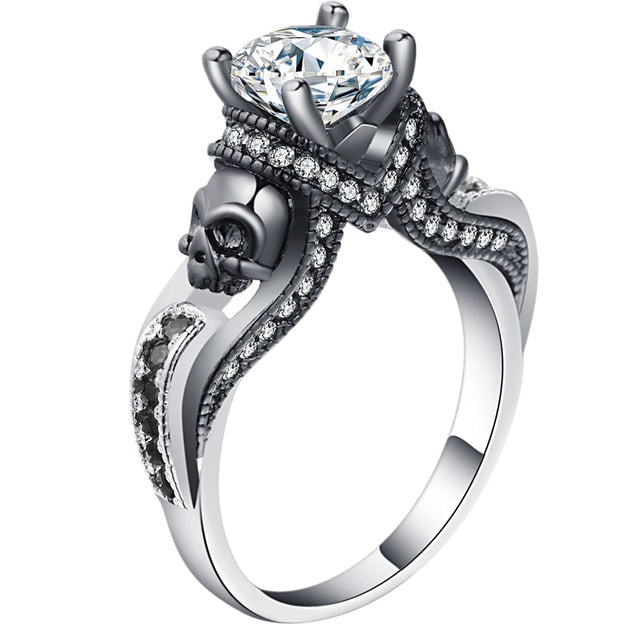 Women's Skull Ring Birthstone Punk style